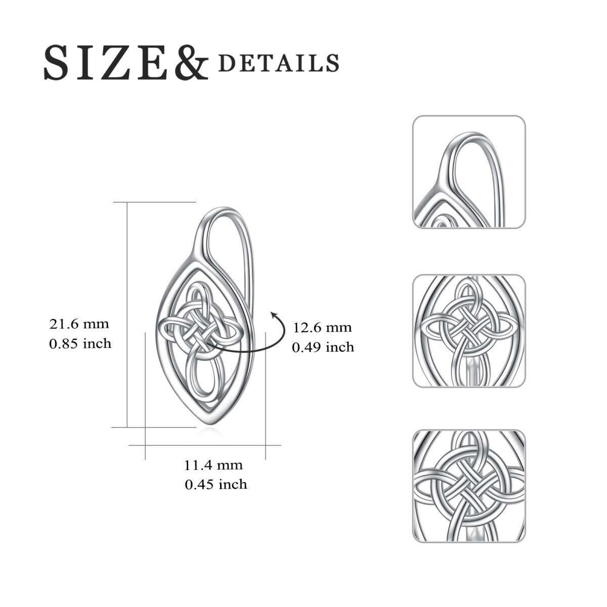 Sterling Silber Keltischer Knoten Leverback Ohrringe-5