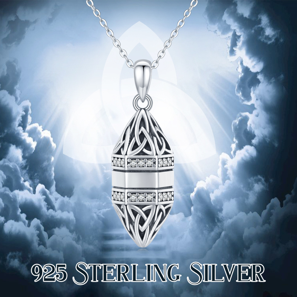 Sterling Silver Celtic Knot Marquise Shaped Urn Necklace for Ashes-5