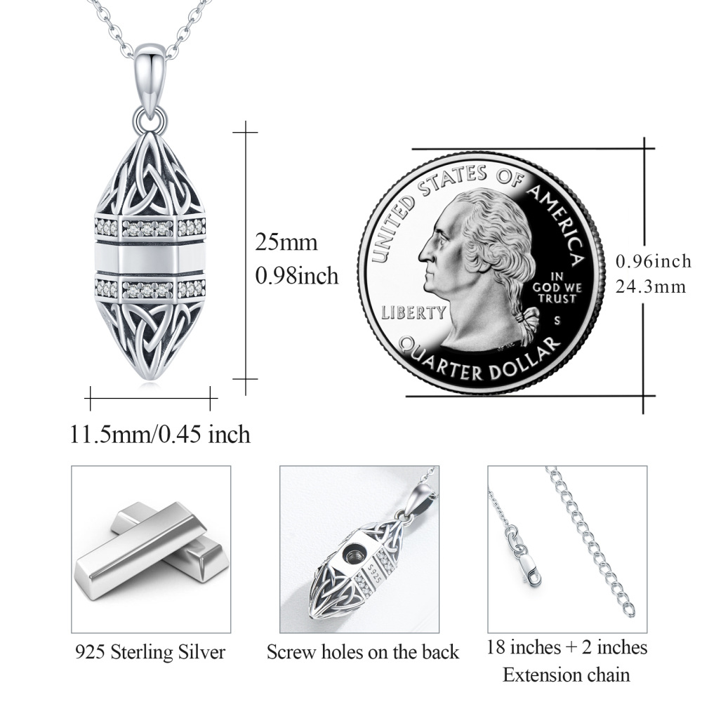 Sterling Silver Celtic Knot Marquise Shaped Urn Necklace for Ashes-6