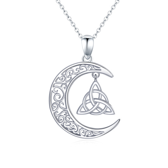 Collier de chaîne de câble de lune de noeud celtique en argent sterling