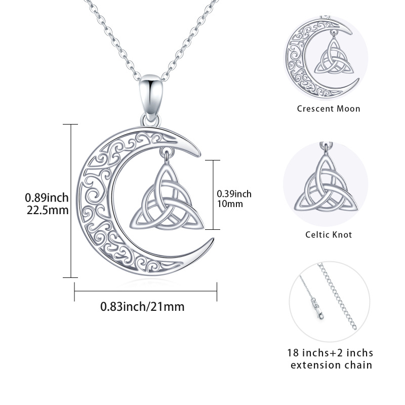 Sterling Silver Celtic Knot & Moon Cable Chain Necklace-3