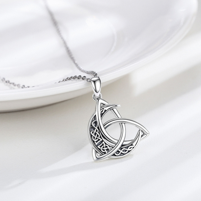 Sterling Silber Celtic Knot Mond & Halbmond irischen Anhänger Halskette-4