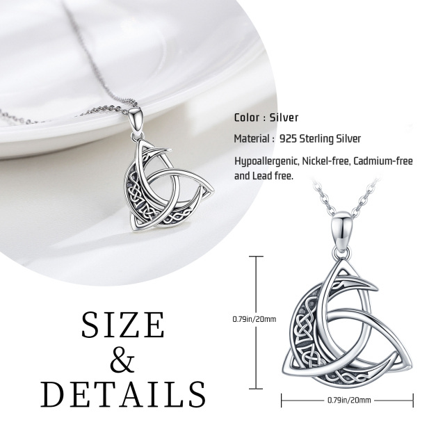 Sterling Silber Celtic Knot Mond & Halbmond irischen Anhänger Halskette-6