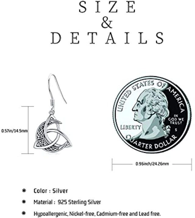 Pendants d'oreilles en argent sterling avec nœud celtique et lune-6