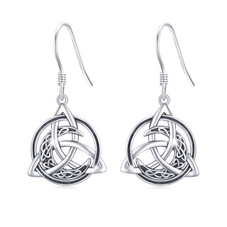 Sterling Silver Celtic Knot & Moon Drop Earrings-19