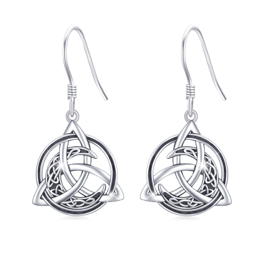 Pendants d'oreilles en argent sterling avec nœud celtique et lune