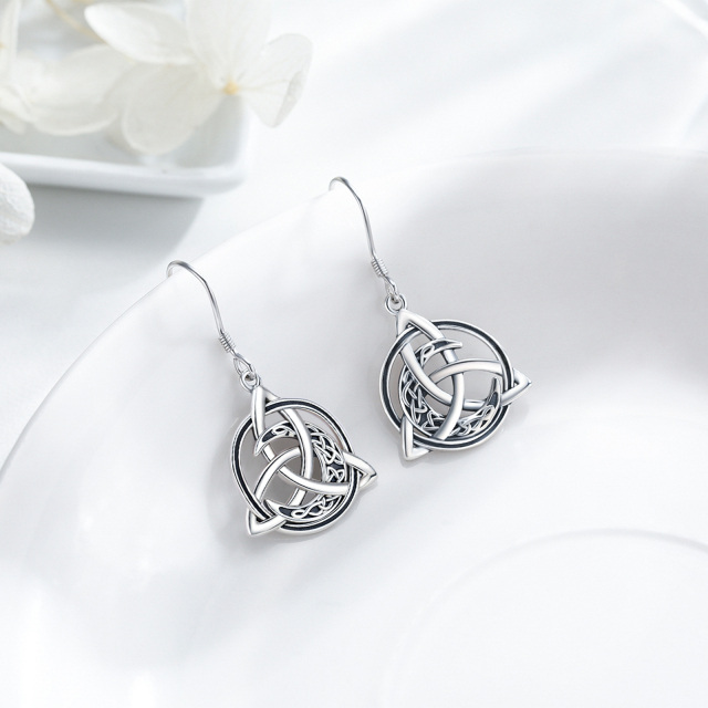 Sterling Silver Celtic Knot & Moon Drop Earrings-4