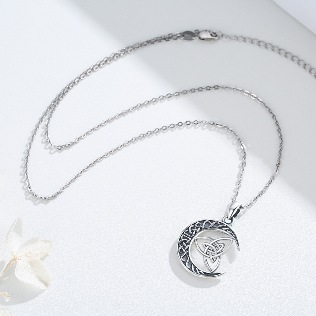 Collana con ciondolo luna con nodo celtico in argento sterling-4