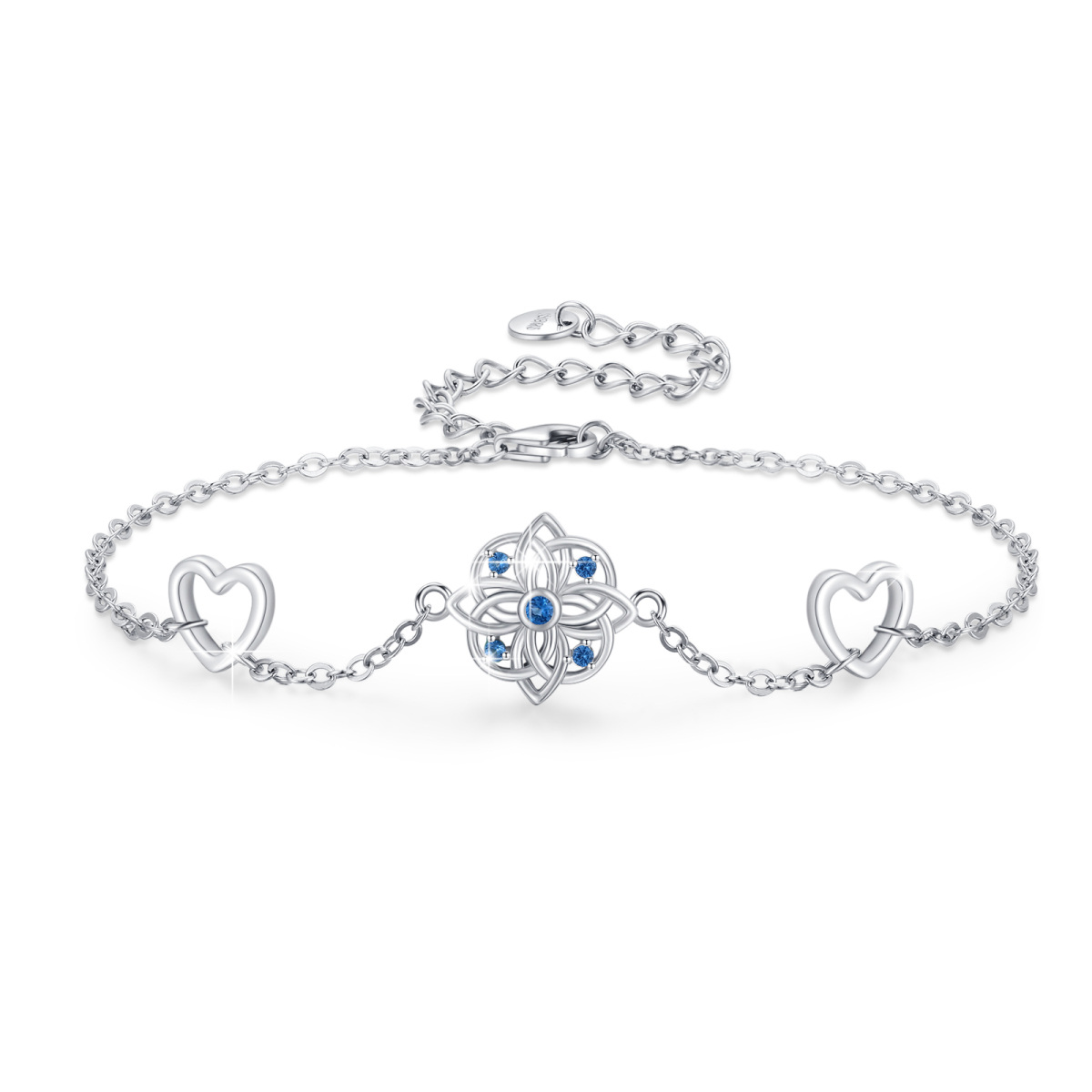 Pulsera de plata de ley con nudo celta de circonita cúbica-1