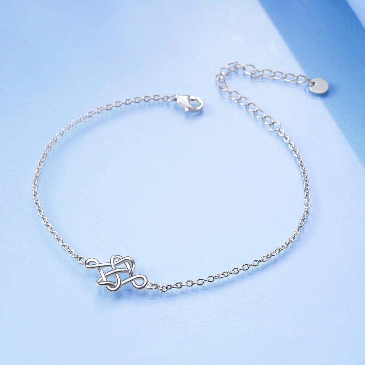 Bracelet en argent sterling avec pendentif nœud celtique-4