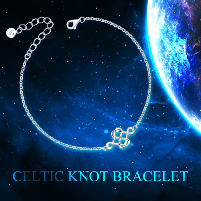 Bracciale con ciondolo nodo celtico in argento sterling-6