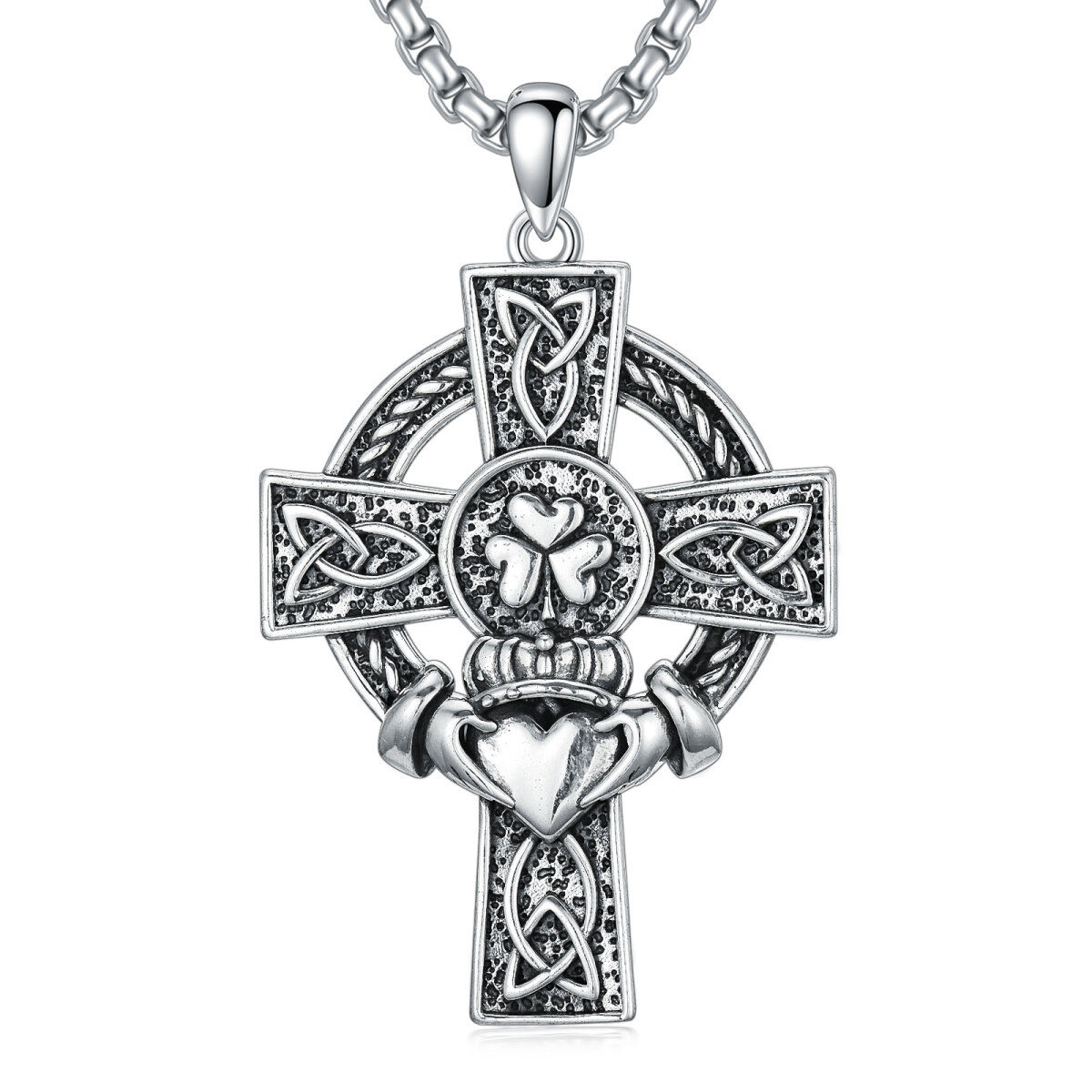 Collier avec pendentif en argent sterling et nœud celtique pour homme-1