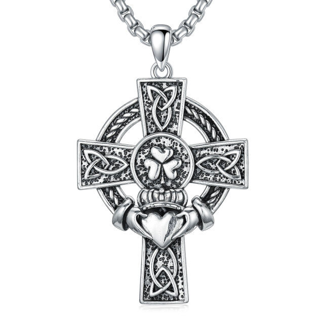 Collier avec pendentif en argent sterling et nœud celtique pour homme-1