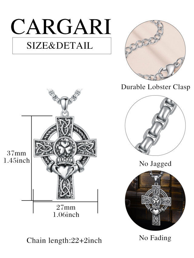 Sterling Silver Celtic Knot Pendant Necklace for Men-5