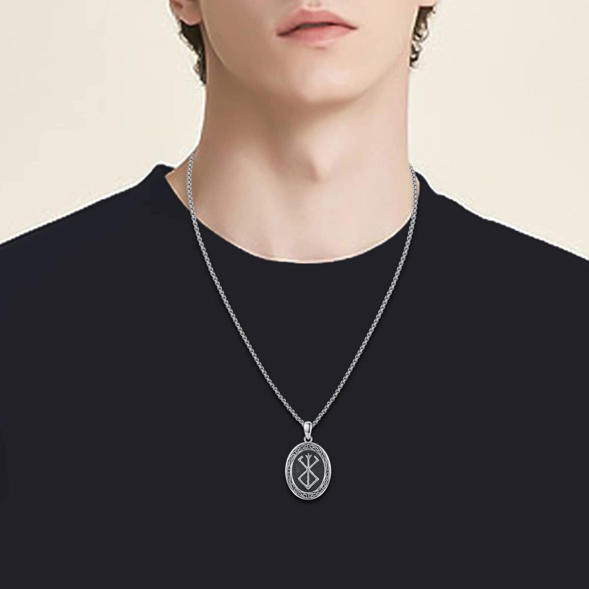 Collier en argent sterling avec pendentif nœud celtique pour hommes-3