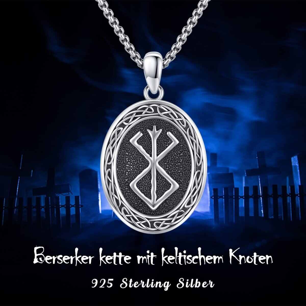 Sterling Silver Celtic Knot Pendant Necklace for Men-5