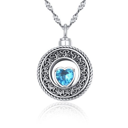 Sterling Silver Cubic Zirconia Celtic Knot Pendant Necklace for Men