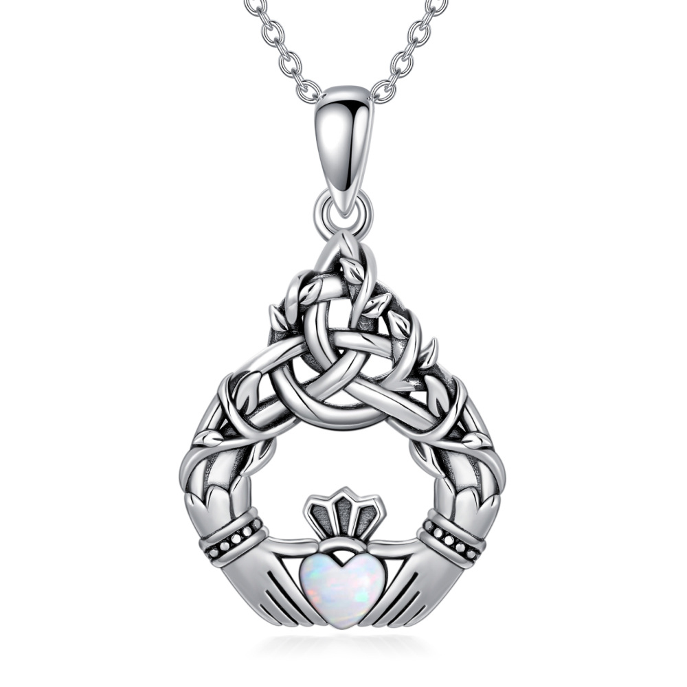 Collier en argent sterling avec pendentif nœud celtique-1