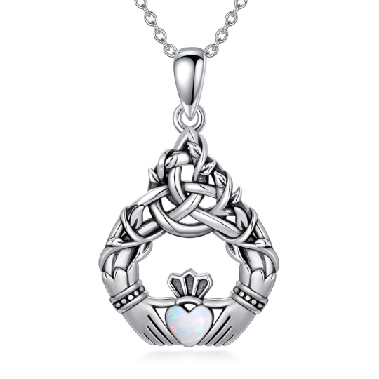 Collana con ciondolo a forma di nodo celtico in argento sterling