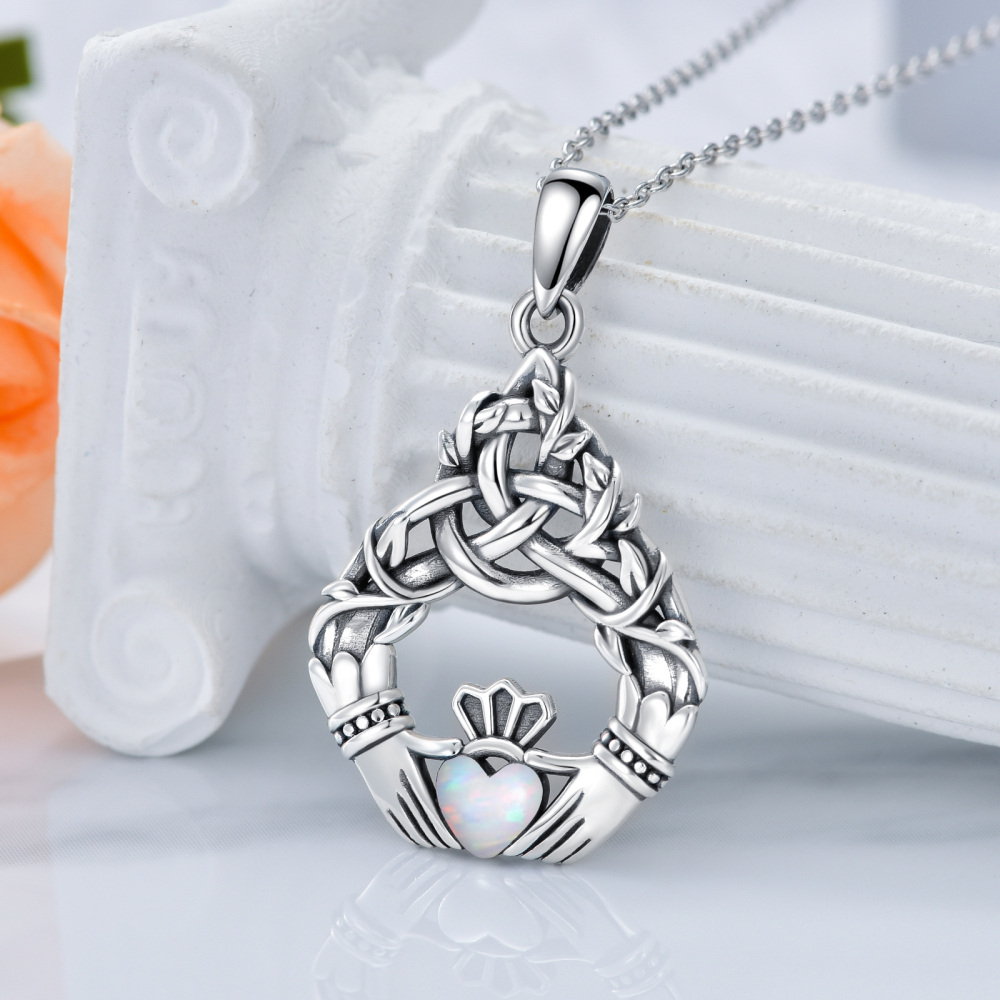 Collier en argent sterling avec pendentif nœud celtique-4