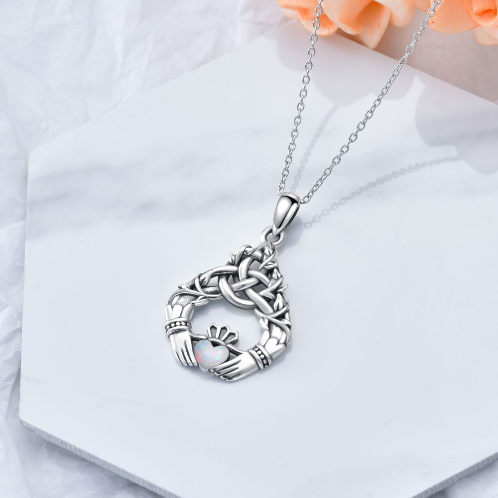 Collier en argent sterling avec pendentif nœud celtique-5