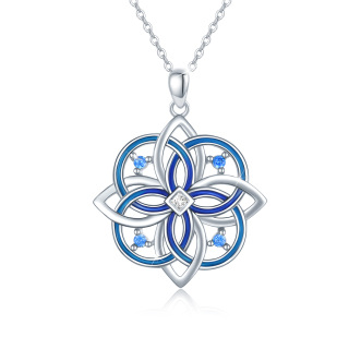 Sterling Silver Cubic Zirconia Celtic Knot Pendant Necklace-3