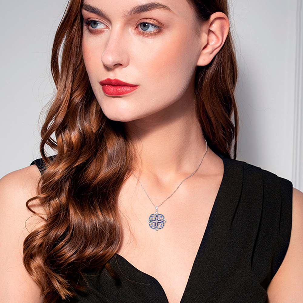 Sterling Silver Cubic Zirconia Celtic Knot Pendant Necklace-2