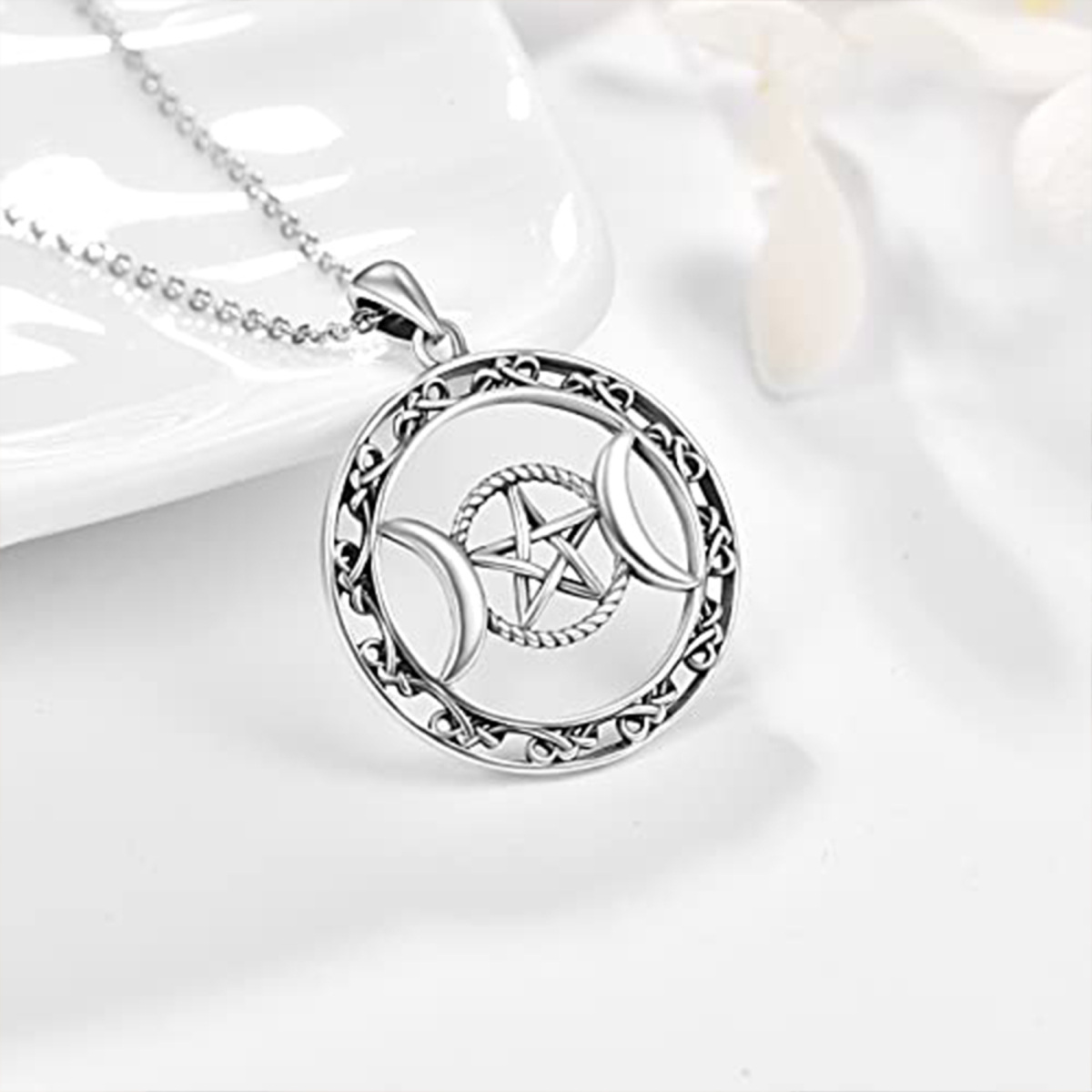 Collier en argent sterling avec pendentif nœud celtique-3