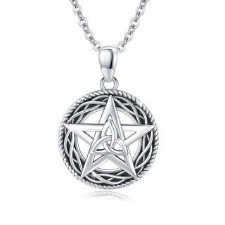 Sterling Silver Celtic Knot & Pentagram Pendant Necklace-3