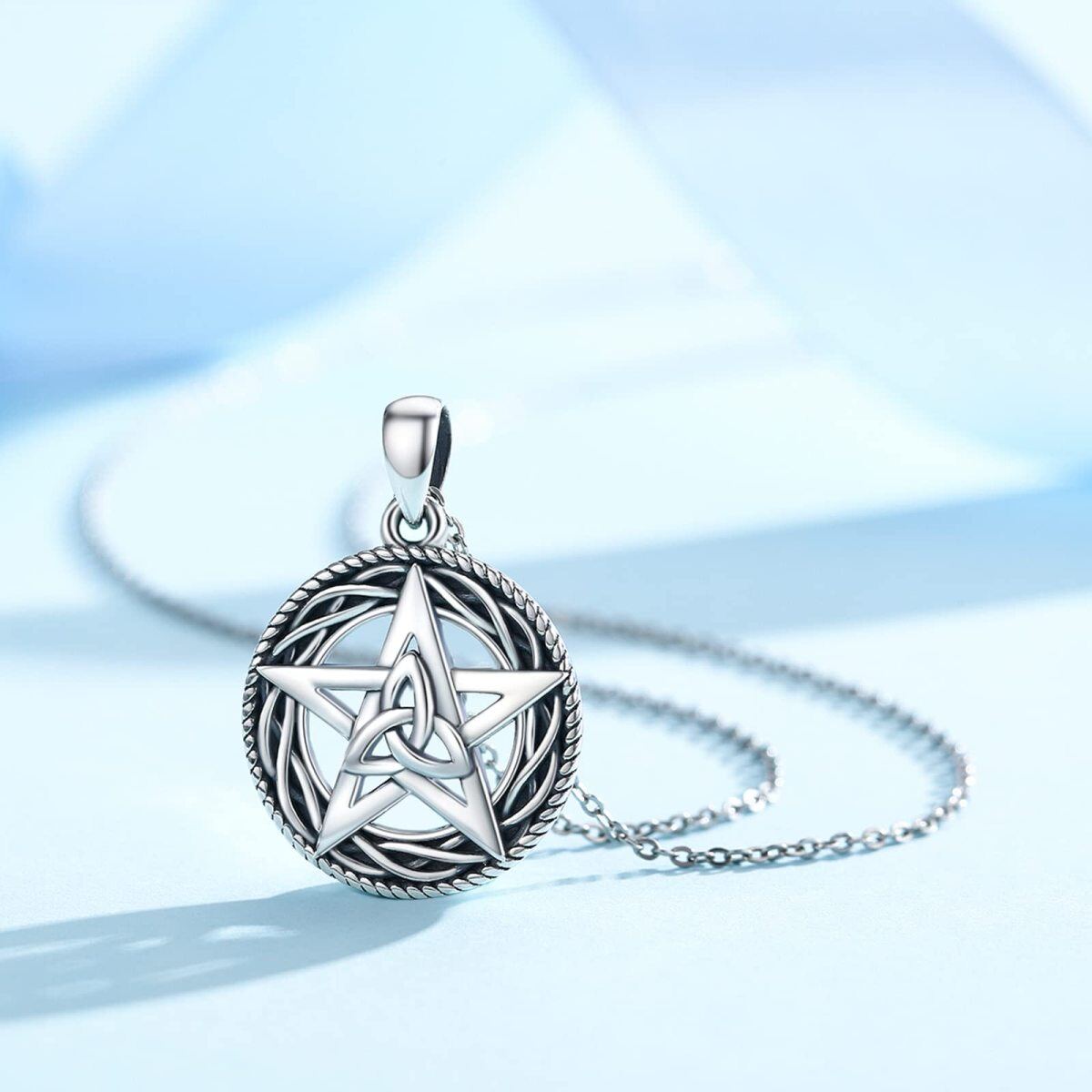 Collier en argent sterling avec nœud celtique et pendentif pentagramme-2