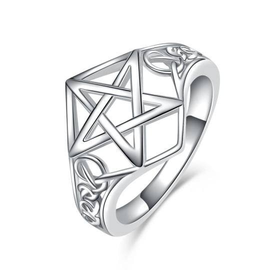 Bague pentagramme en argent sterling avec nœud celtique