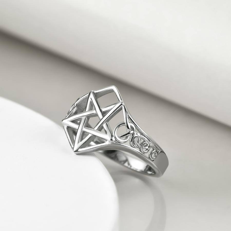 Sterling zilveren Keltische knoop en pentagram ring-3