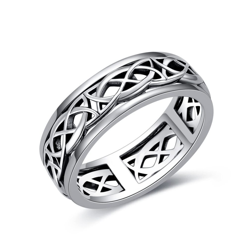 Bague en argent sterling avec nœud celtique pour homme-1