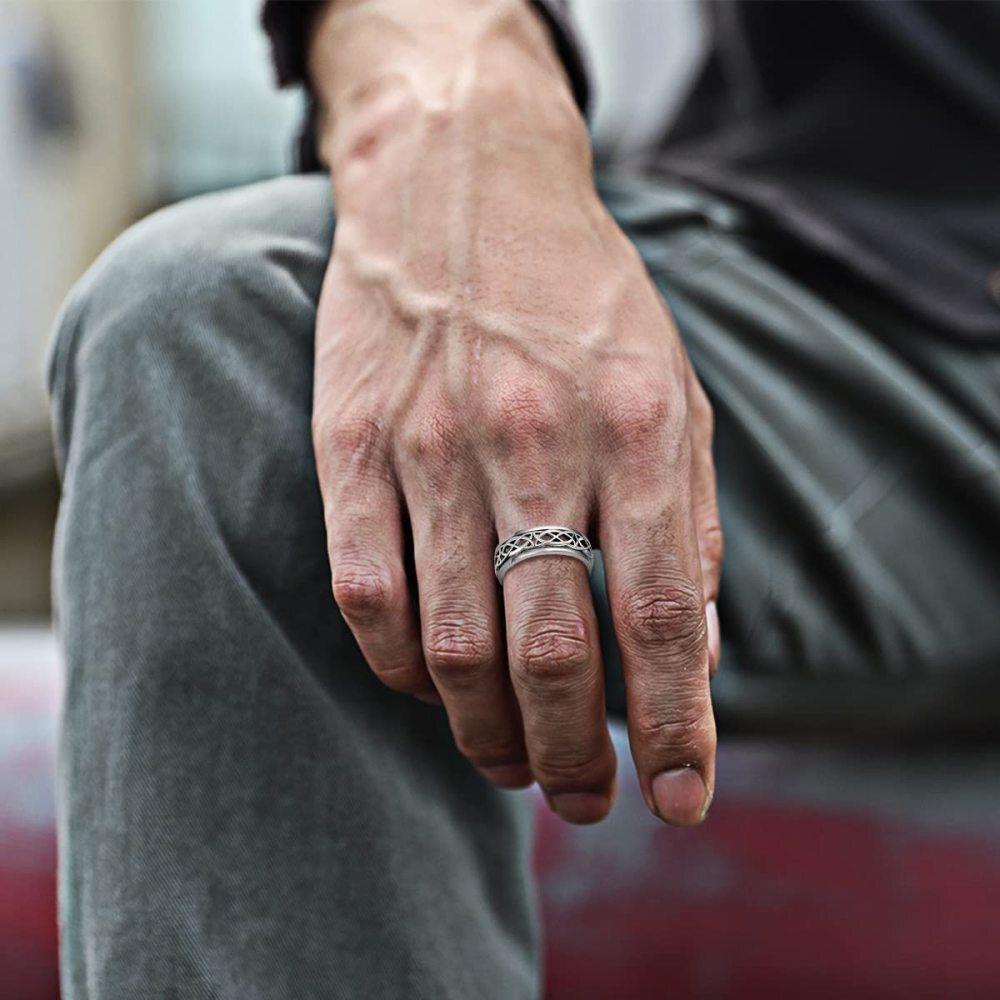 Bague en argent sterling avec nœud celtique pour homme-2
