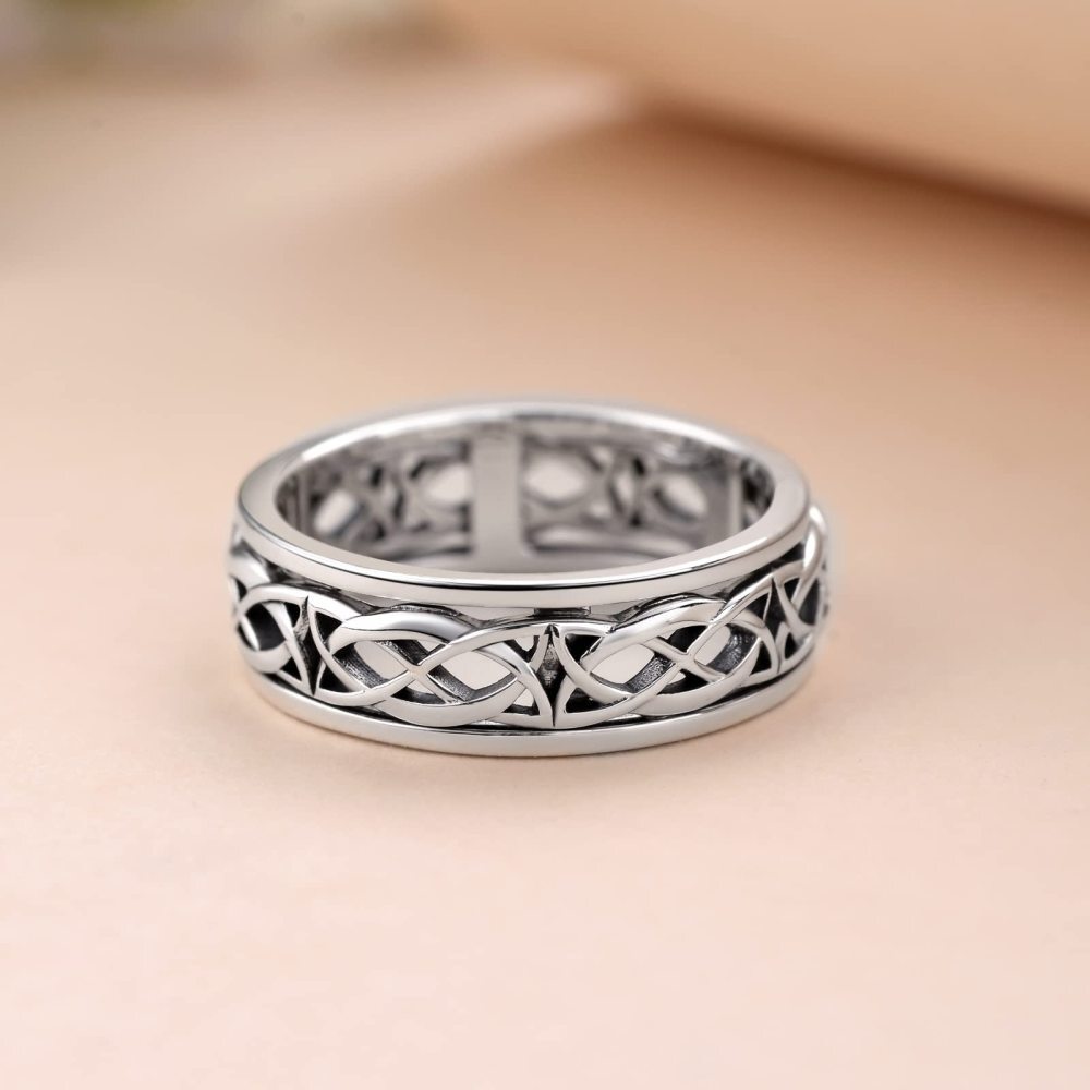 Bague en argent sterling avec nœud celtique pour homme-3