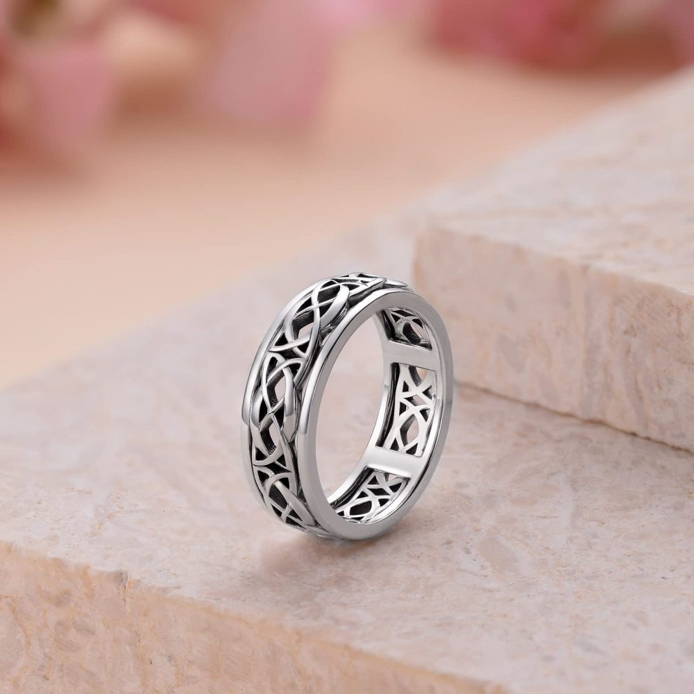 Bague en argent sterling avec nœud celtique pour homme-4