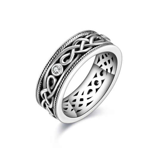 Sterling Silver Cubic Zirconia Celtic Knot Ring