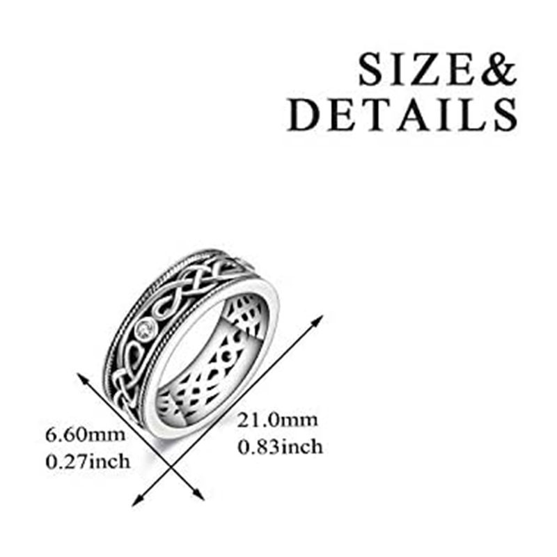 Bague en argent sterling avec nœud celtique et oxyde de zirconium-4