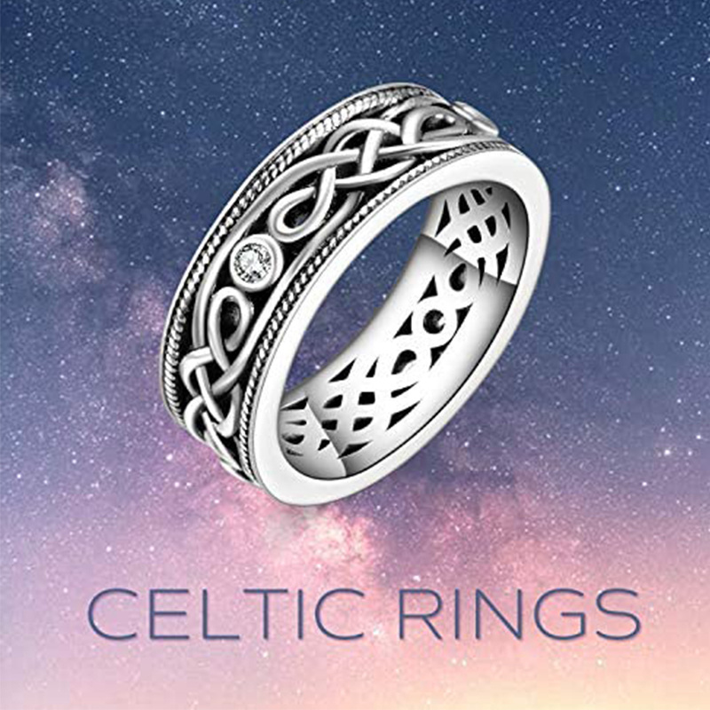 Sterling Silver Cubic Zirconia Celtic Knot Ring-5