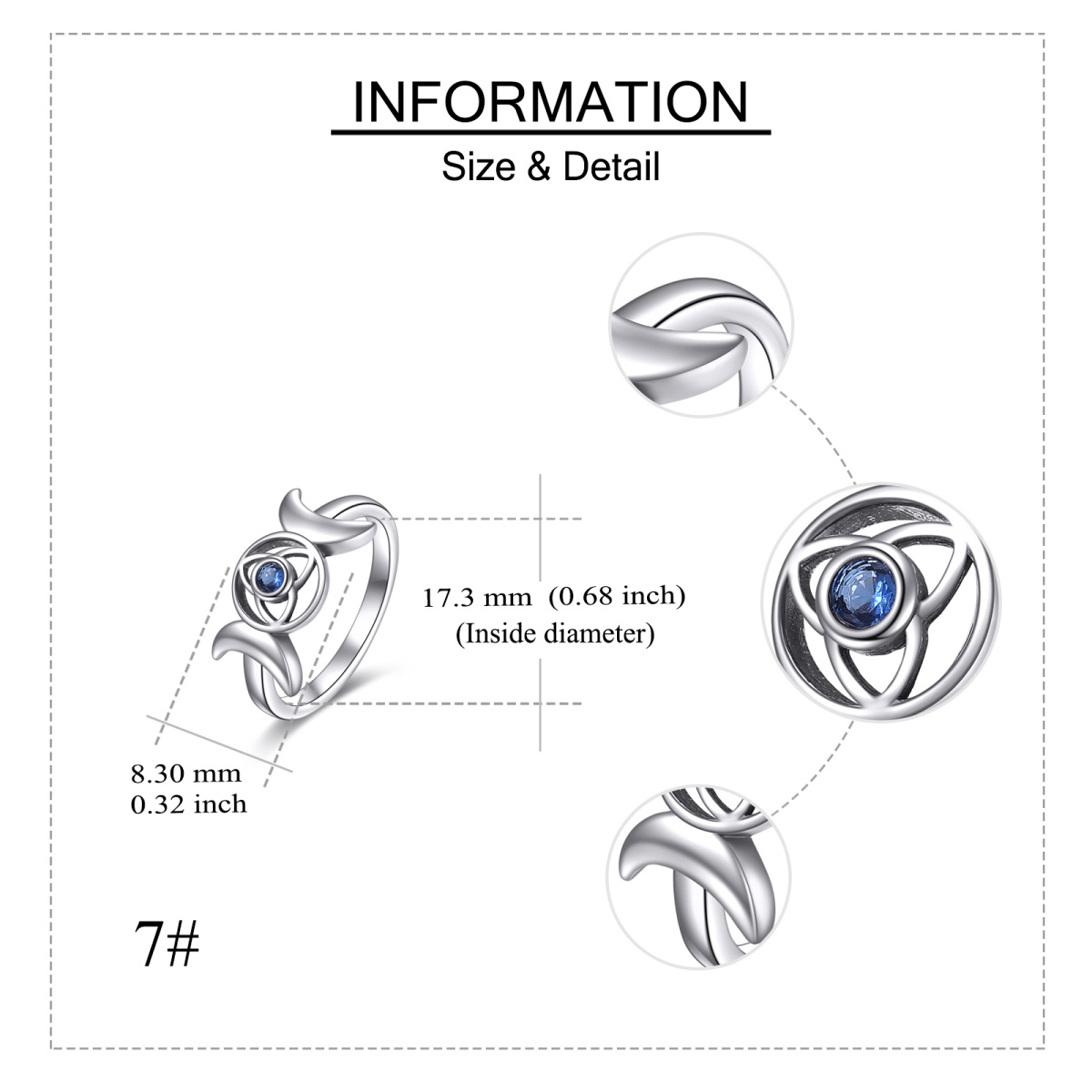 Bague en argent sterling avec nœud celtique et zircone cubique-5