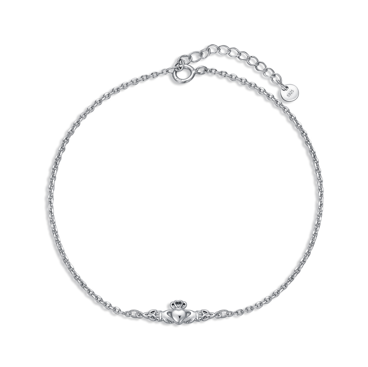 Sterling Silver Cubic Zirconia Celtic Knot Single Layer Anklet-1