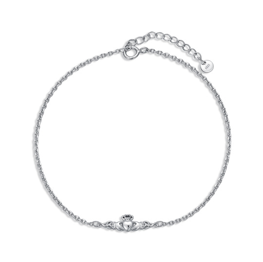 Sterling Silver Cubic Zirconia Celtic Knot Single Layer Anklet