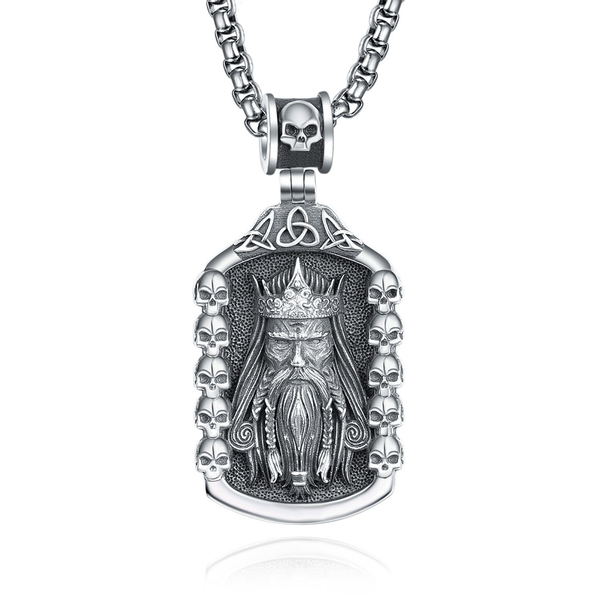 Collier en argent sterling avec nœud celtique et crâne en pendentif pour hommes-1