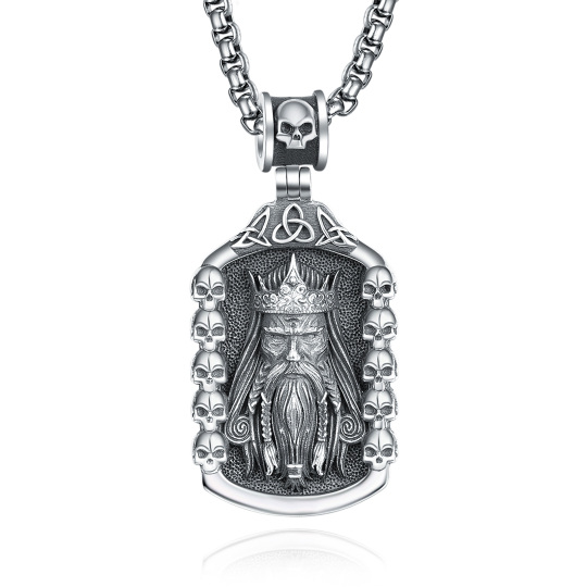 Collier en argent sterling avec nœud celtique et crâne en pendentif pour hommes