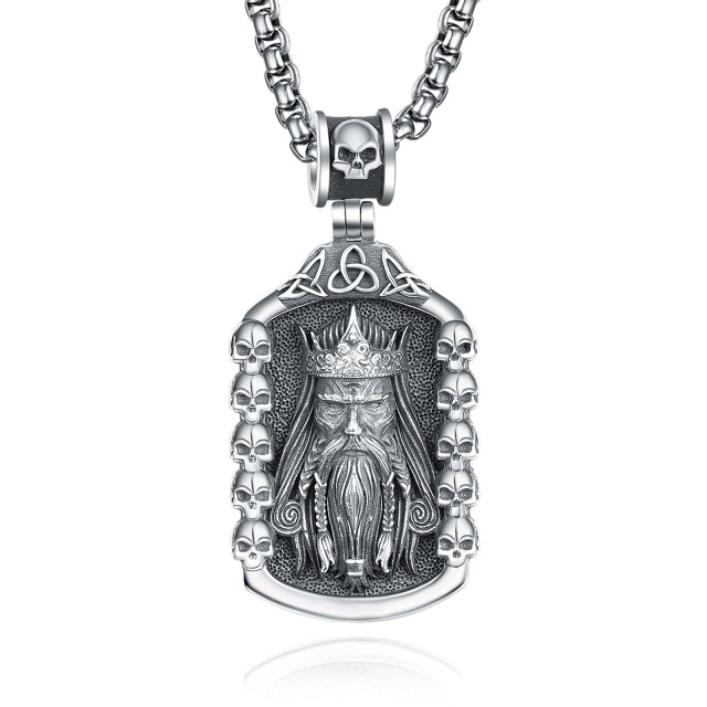 Collana con nodo celtico e teschio in argento sterling per uomo-1