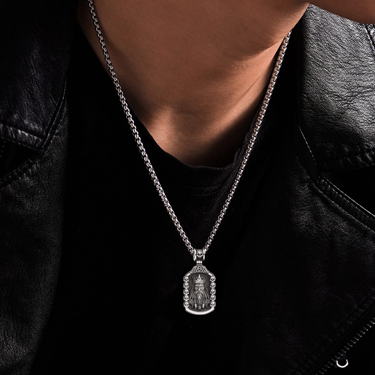 Collier en argent sterling avec nœud celtique et crâne en pendentif pour hommes-2