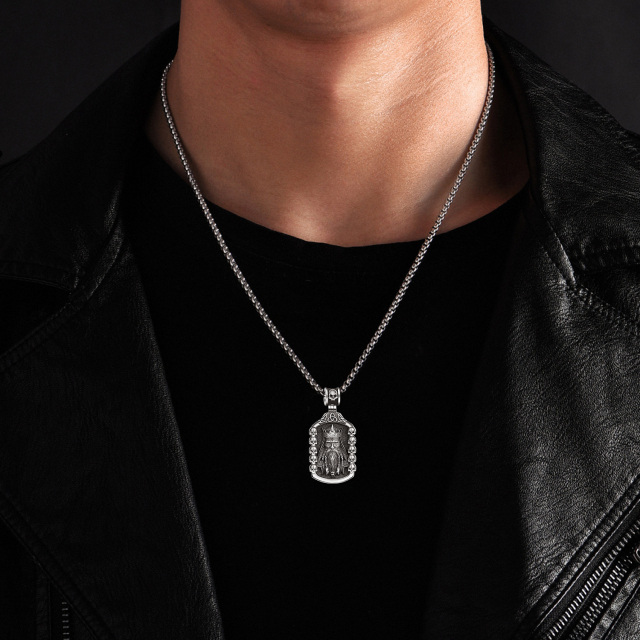 Sterling Silver Celtic Knot & Skull Pendant Necklace for Men-4