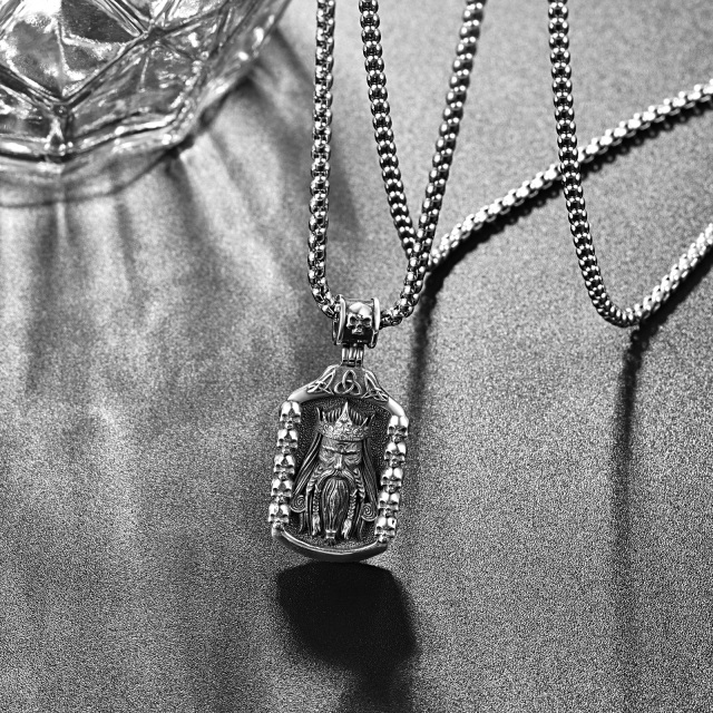 Collar de plata de ley con nudo celta y calavera para hombre-5