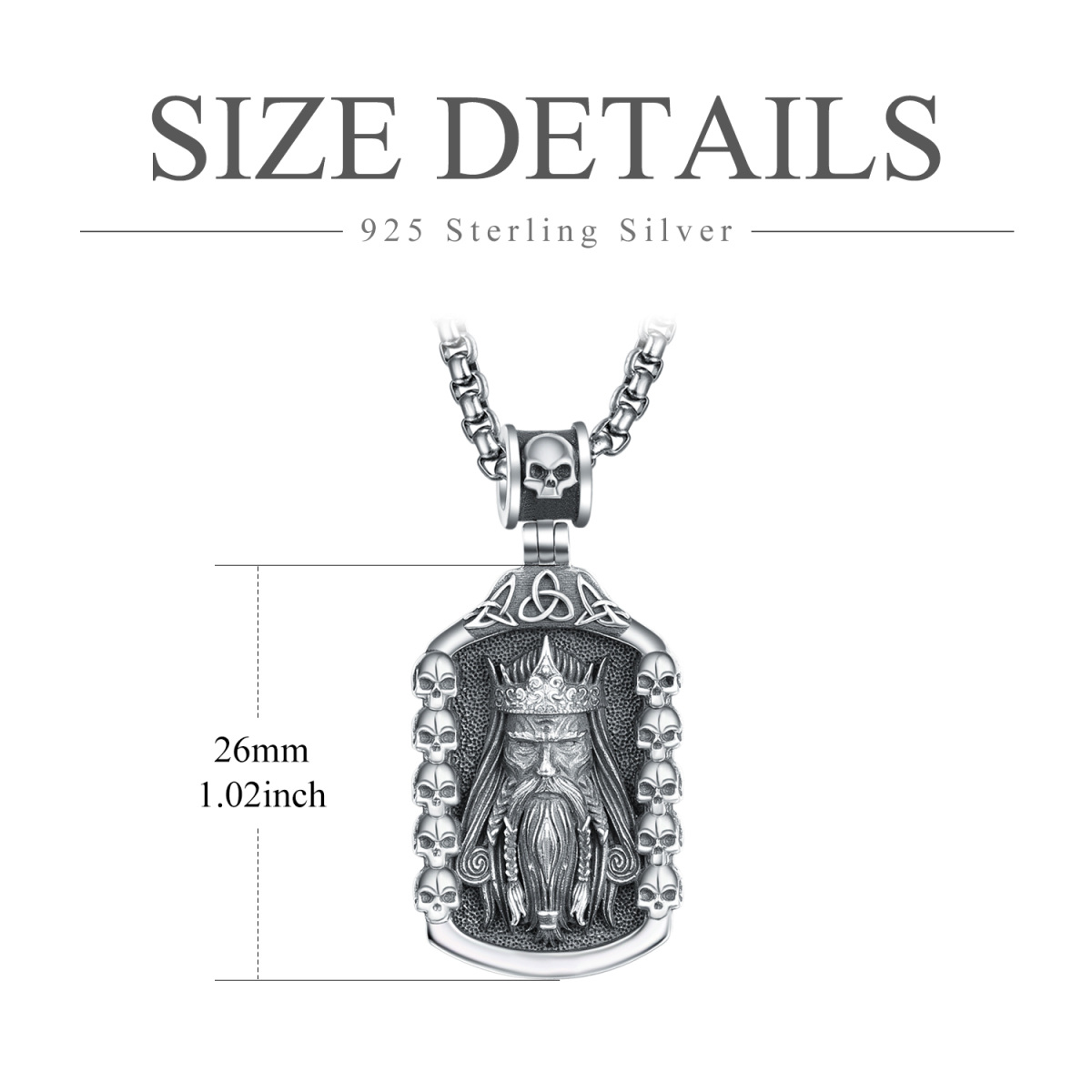 Sterling Silver Celtic Knot & Skull Pendant Necklace for Men-7