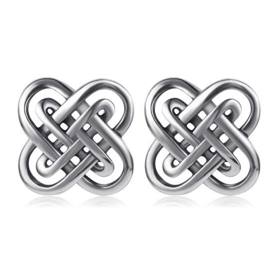 Boucles d'oreilles à tige en argent sterling avec nœud celtique